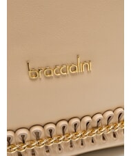 BRACCIALINI NAOMI Leather shoulder bag with chain beige - Women’s Bags - 3