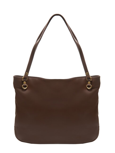 NAOMI Leather shoulder bag with chain brown - Women’s Bags