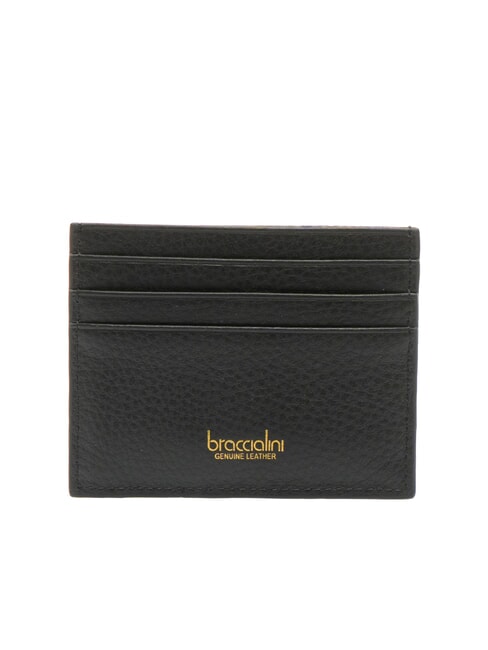 BASIC Leather card holder with metal logo black - Women’s Wallets