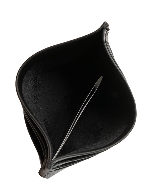 BASIC Leather card holder with metal logo black - Women’s Wallets