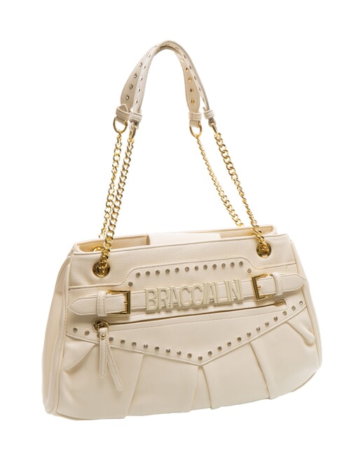 GISELLE Shoulder bag with metal logo beige - Women&rsquo;s Bags