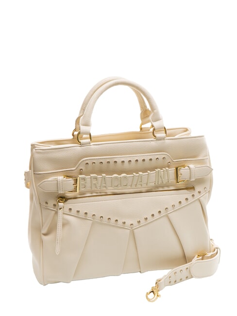 GISELLE Tote bag with metal logo beige - Women’s Bags