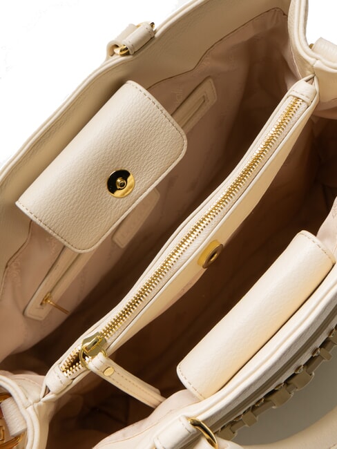 GISELLE Tote bag with metal logo beige - Women’s Bags