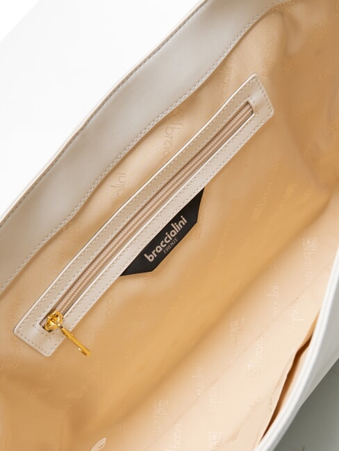 GRETA Leather briefcase bag with shoulder strap white - Women’s Bags