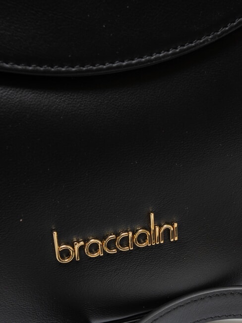 SOFIA Leather handbag with little flowers black - Women’s Bags