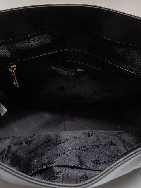 SOFIA Leather handbag with little flowers black - Women’s Bags