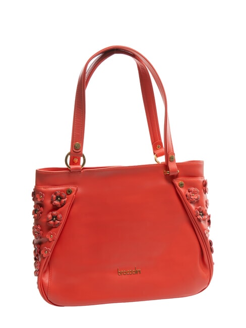 SOFIA Leather shoulder bag with little flowers red - Women&rsquo;s Bags