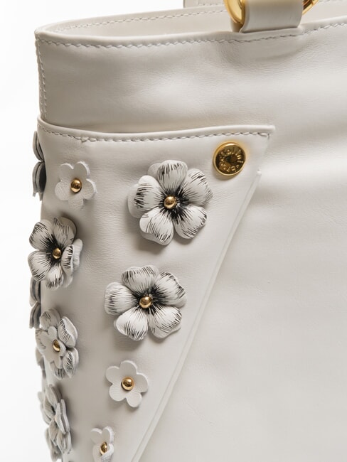SOFIA Leather shoulder bag with little flowers white - Women&rsquo;s Bags