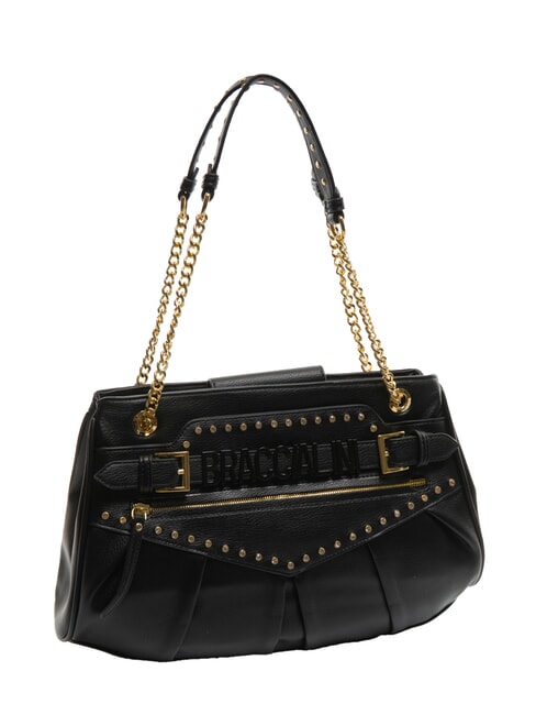 GISELLE Shoulder bag with metal logo black - Women’s Bags