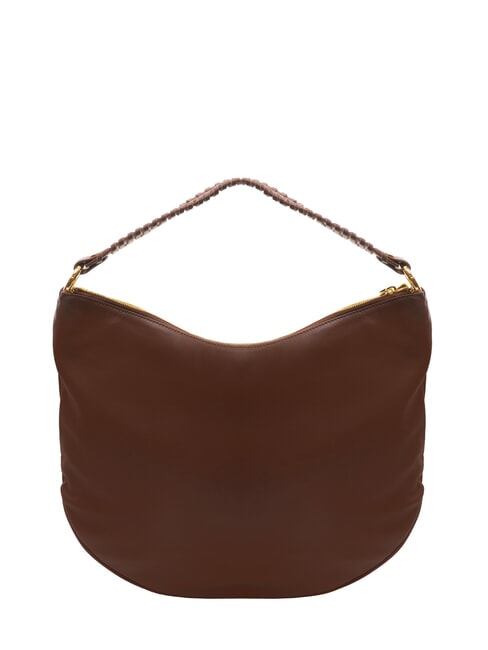NAOMI Leather hobo bag with chain brown - Women’s Bags