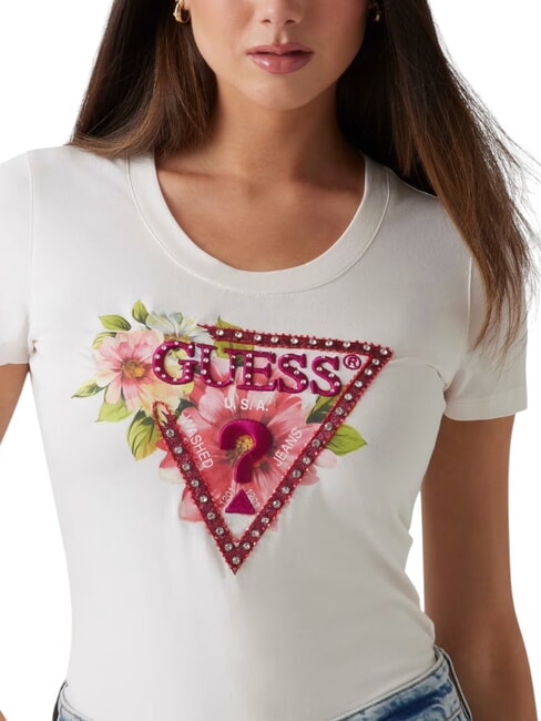 SS CN TRIANGLE Floral triangle logo t-shirt cremwhi - T-shirt