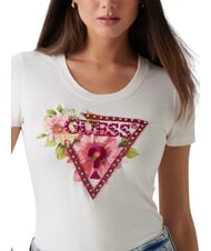 GUESS SS CN TRIANGLE Floral triangle logo t-shirt cremwhi - T-shirt - 3