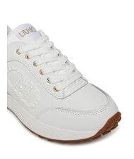 LIUJO LOLO 17 Leather sneakers with pearl logo white - Women’s shoes - 3