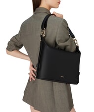 FURLA NUVOLA M Double portability leather bag Black - Women’s Bags - 5