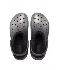 CROCS CLASSIC GLITTER LINED CLOG Padded sabot black/silver - Women’s shoes - 4