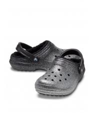 CROCS CLASSIC GLITTER LINED CLOG Padded sabot black/silver - Women’s shoes - 6