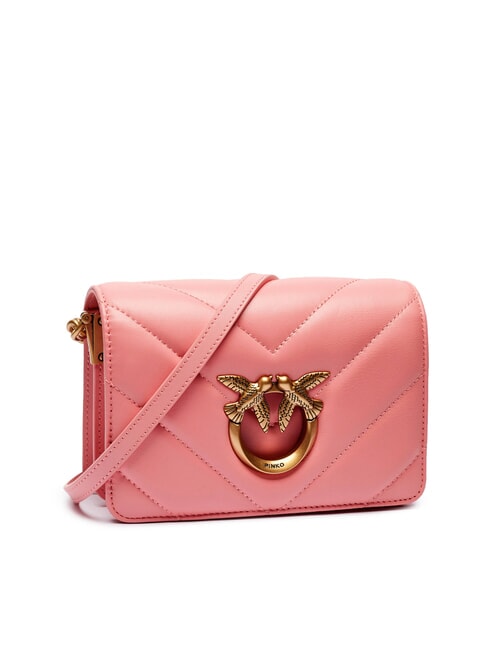 LOVE CLICK Mini quilted leather bag peach blossom-antique gold - Women’s Bags