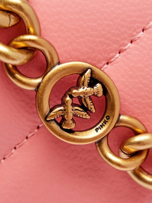 LOVE CLICK Mini quilted leather bag peach blossom-antique gold - Women’s Bags