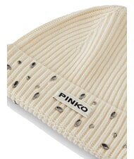 PINKO SERENGETI Crystal beanie hat white meringue - Hats - 3