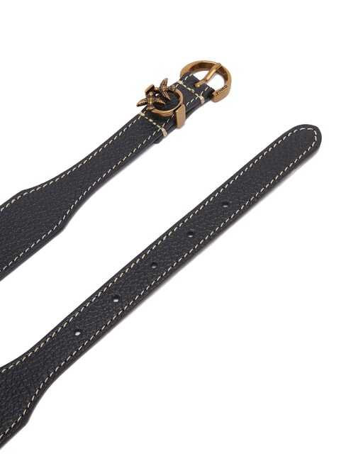 TAMBORIL Drummed leather belt black-antique gold - Belts