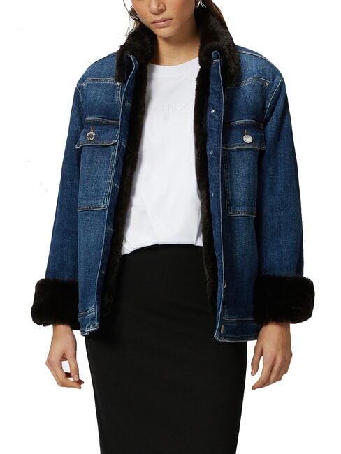 POP Denim jacket with appliques medium dark vintage wash - Women's Jackets