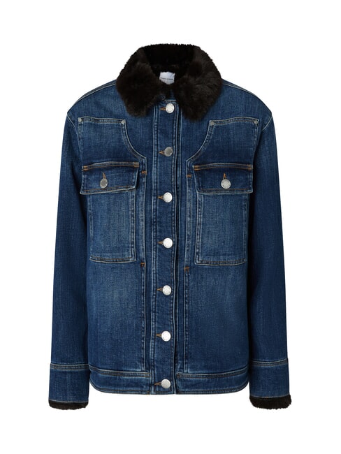 POP Denim jacket with appliques medium dark vintage wash - Women's Jackets