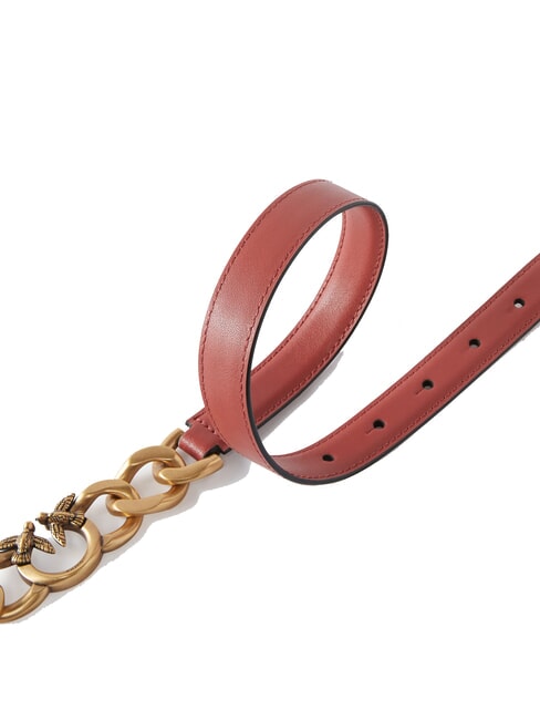 LOVE MINI Thin leather belt red/black-antique gold - Belts