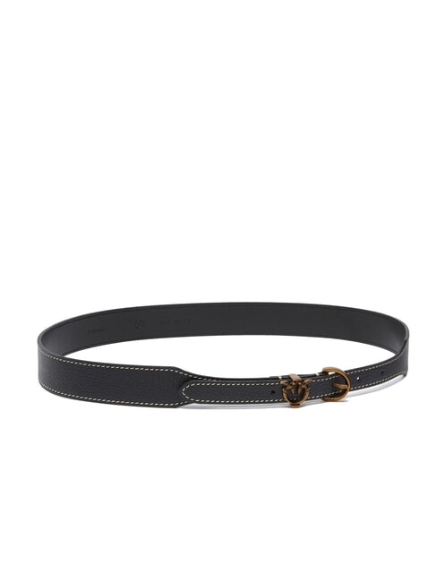 TAMBORIL Drummed leather belt black-antique gold - Belts