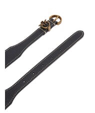 PINKO TAMBORIL Drummed leather belt black-antique gold - Belts - 3