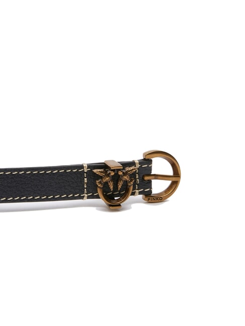 TAMBORIL Drummed leather belt black-antique gold - Belts