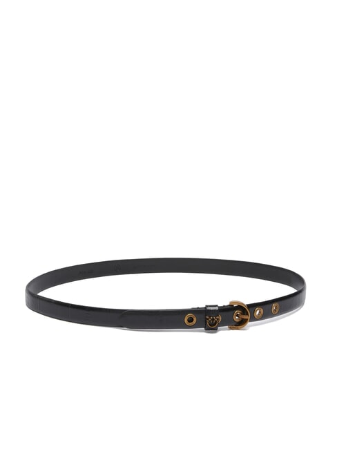 CUZCO Thin printed leather belt black-antique gold - Belts