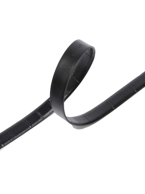 CUZCO Thin printed leather belt black-antique gold - Belts