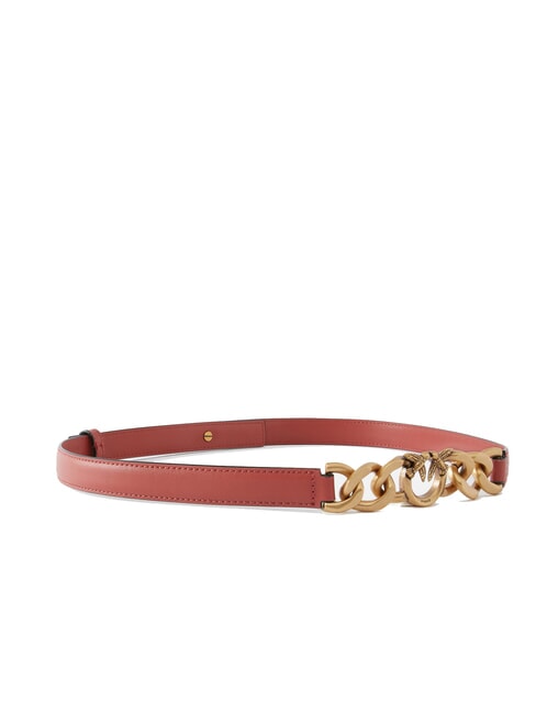 LOVE MINI Thin leather belt red/black-antique gold - Belts