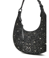 PINKO BRIOCHE Mini bag with stars and rhinestones black limousine-gunmetal - Women’s Bags - 3