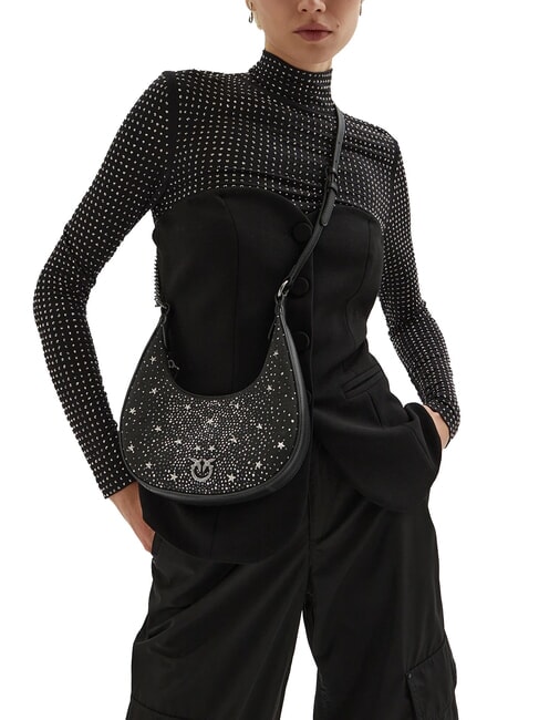 BRIOCHE Mini bag with stars and rhinestones black limousine-gunmetal - Women’s Bags