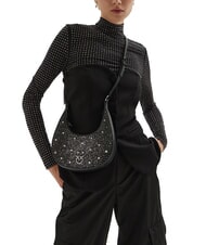 PINKO BRIOCHE Mini bag with stars and rhinestones black limousine-gunmetal - Women’s Bags - 5