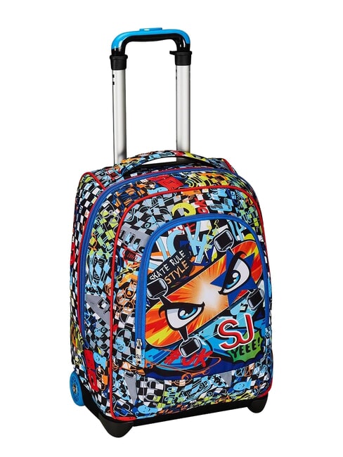 FACCE DA SJ! BIG 2-wheel trolley backpack fluffy turquoise - Backpack trolleys