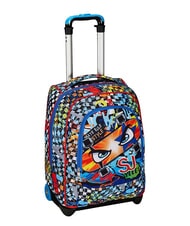 SJGANG FACCE DA SJ! BIG 2-wheel trolley backpack fluffy turquoise - Backpack trolleys - 3