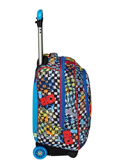 FACCE DA SJ! BIG 2-wheel trolley backpack fluffy turquoise - Backpack trolleys