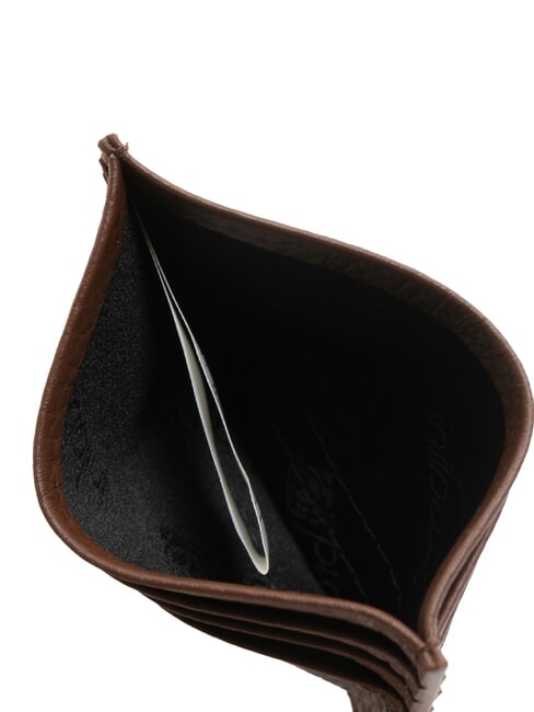 BASIC Leather card holder with metal logo dark brown - Women’s Wallets