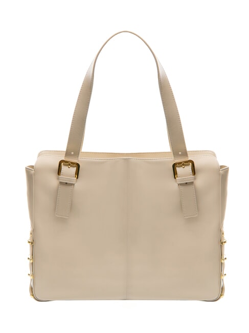 NORA Leather shopping bag with buckles beige - Women’s Bags