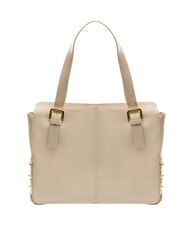BRACCIALINI NORA Leather shopping bag with buckles beige - Women’s Bags - 2