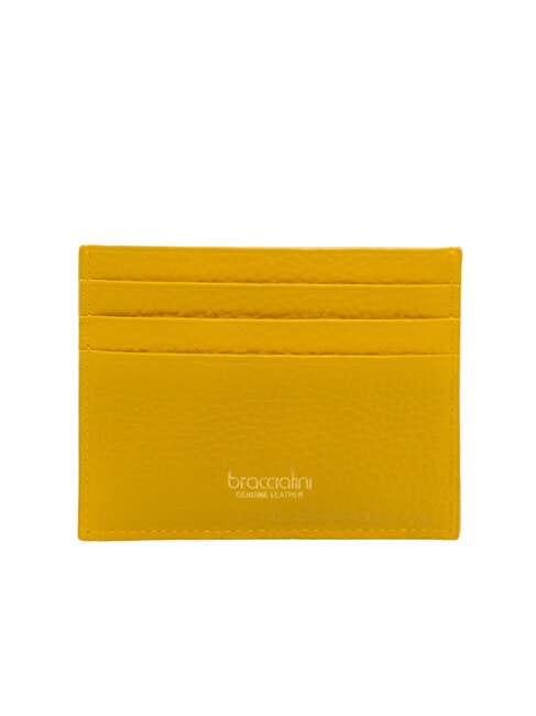 BASIC Leather card holder with metal logo yellow - Women’s Wallets