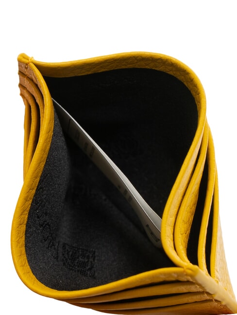 BASIC Leather card holder with metal logo yellow - Women’s Wallets