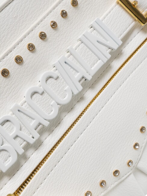 GISELLE Shoulder bag with metal logo white - Women&rsquo;s Bags