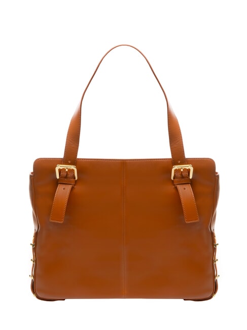 NORA Leather shopping bag with buckles brown - Women’s Bags