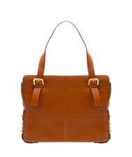 BRACCIALINI NORA Leather shopping bag with buckles brown - Women’s Bags - 3