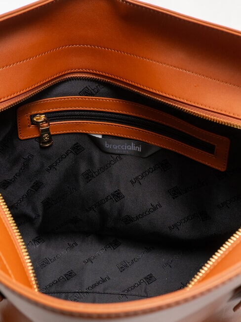 NORA Leather shopping bag with buckles brown - Women’s Bags