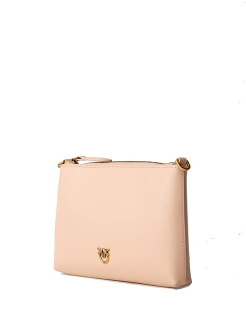 FLAT Leather clutch bag, with shoulder strap powder-antique gold - Women’s Bags