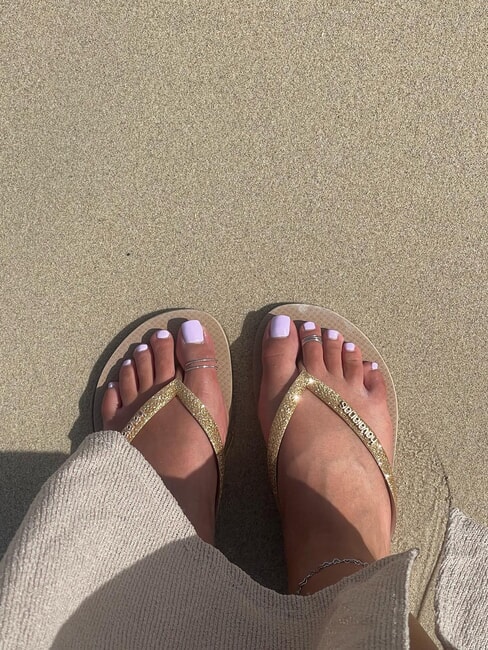 SLIM GLITTER II Flip-flops sand/golden light metallic - Women’s shoes